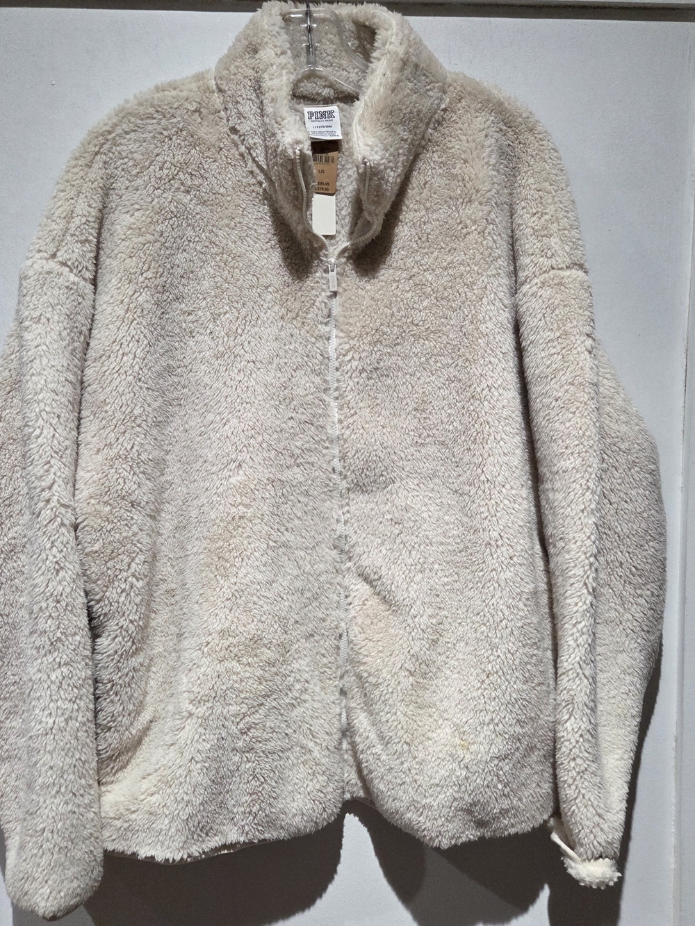 PINK Victoria's Secret Cream Teddy Sherpa Zip Jacket